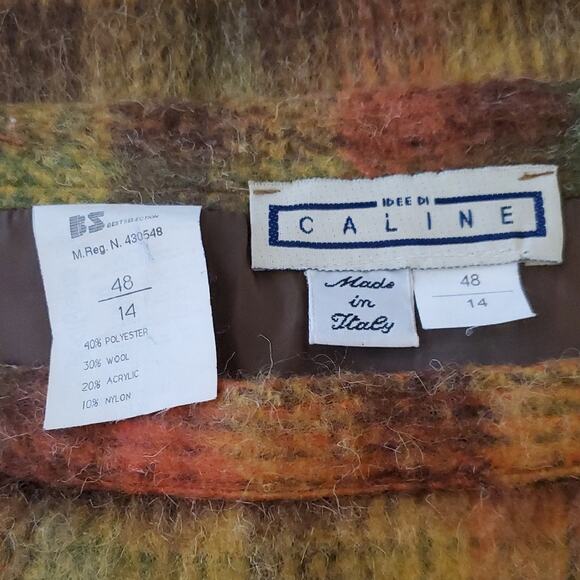 VINTAGE Caline Italian Wool Blend Skirt Sz 14 - Picture 3 of 4